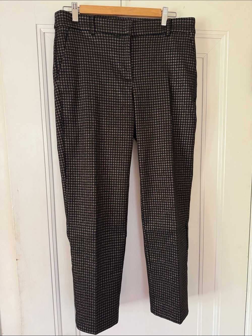 LOFT Black & Gold metallic Houndstooth Women’s Pants 6